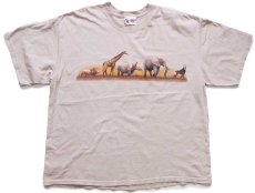 画像2: 00s Disneyディズニー ANIMAL KINGDOM KILIMANJARO SAFARIS 両面プリント コットンTシャツ ベージュ XL (2)