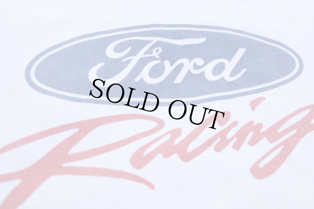 画像4: 90s Hanes Ford Racing フォード ロゴ コットンTシャツ 白 L (4)