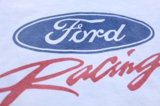 画像4: 90s Hanes Ford Racing フォード ロゴ コットンTシャツ 白 L (4)