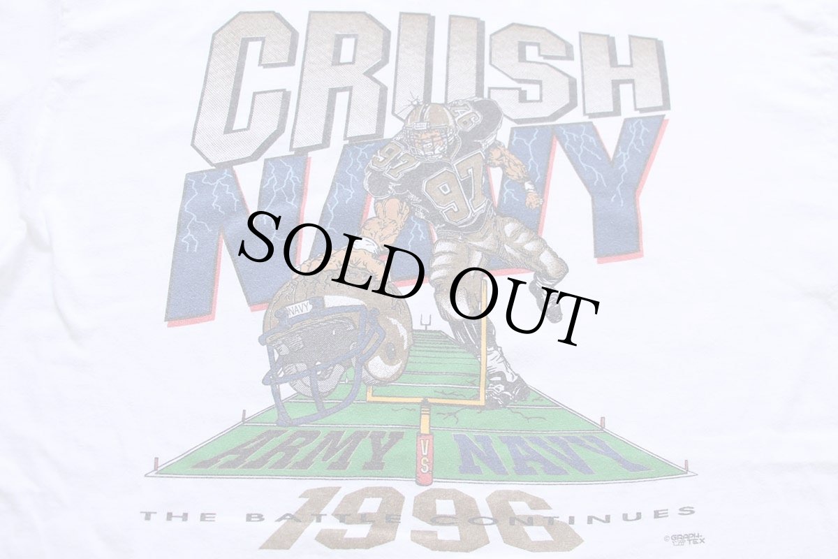 画像4: 90s Hanes ARMY FOOTBALL CRUSH NAVY 1996 両面プリント コットンTシャツ 白 XL (4)