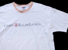 画像1: 90s CHAPS RALPH LAUREN ラルフローレン ロゴ 染み込みプリント コットンTシャツ 白 XL (1)