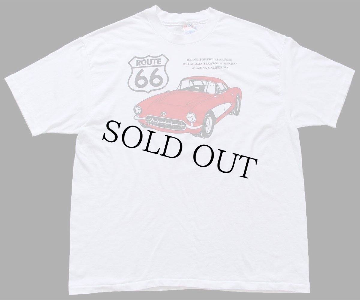 画像2: 90s USA製 Hanes ROUTE 66 Chevrolet Corvette シボレー コルベット Tシャツ 白 XL (2)