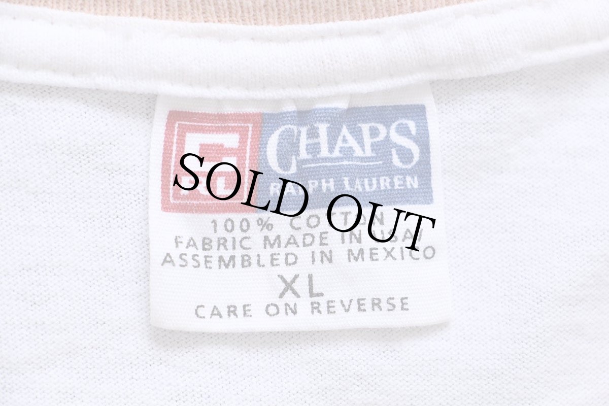 画像4: 90s CHAPS RALPH LAUREN ラルフローレン ロゴ 染み込みプリント コットンTシャツ 白 XL (4)