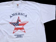 画像1: 00s AMERICA WESTERN KENTUCKY REGIONAL BLOOD CENTER スター 星条旗柄 Tシャツ 白 XL (1)