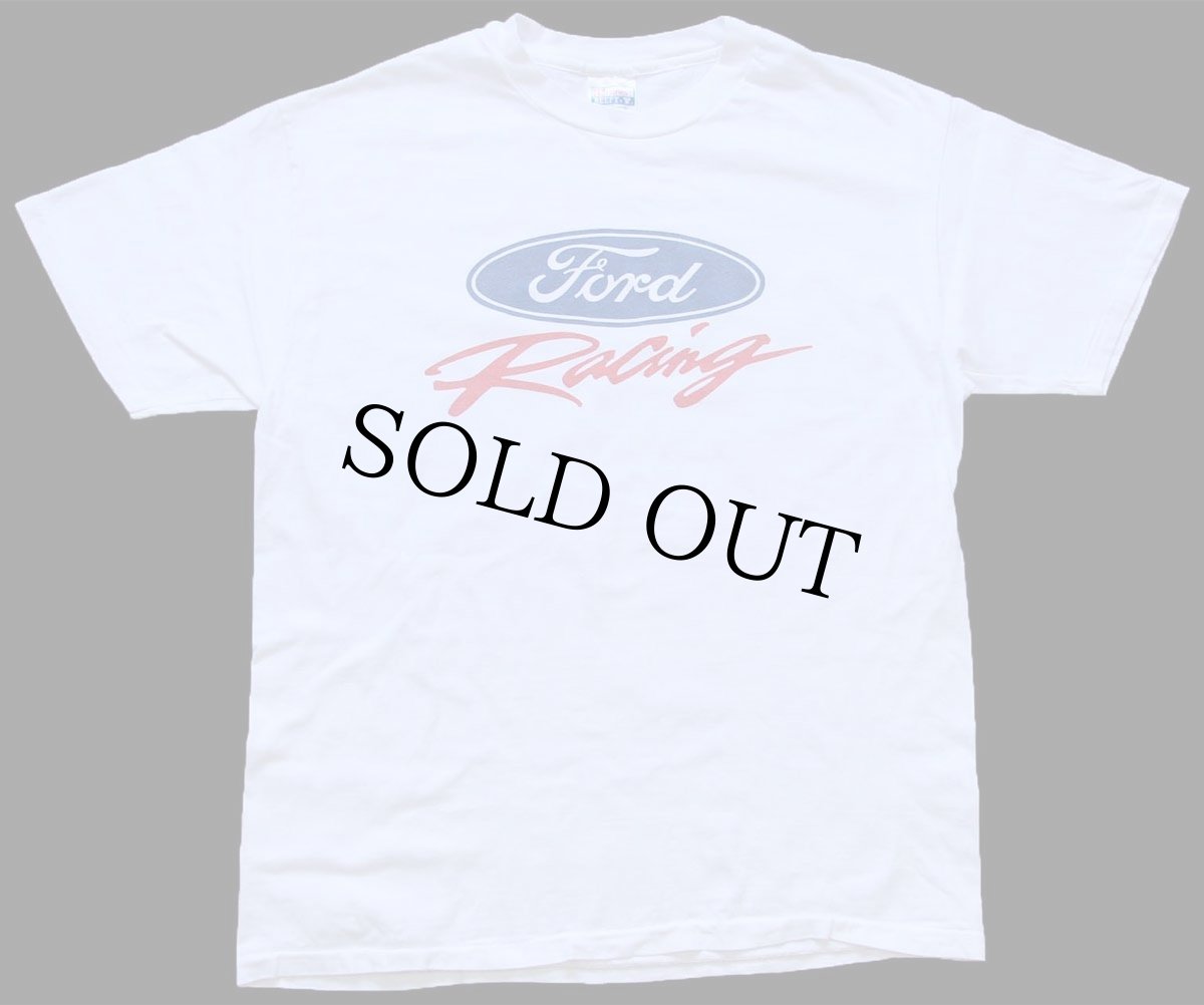 画像2: 90s Hanes Ford Racing フォード ロゴ コットンTシャツ 白 L (2)