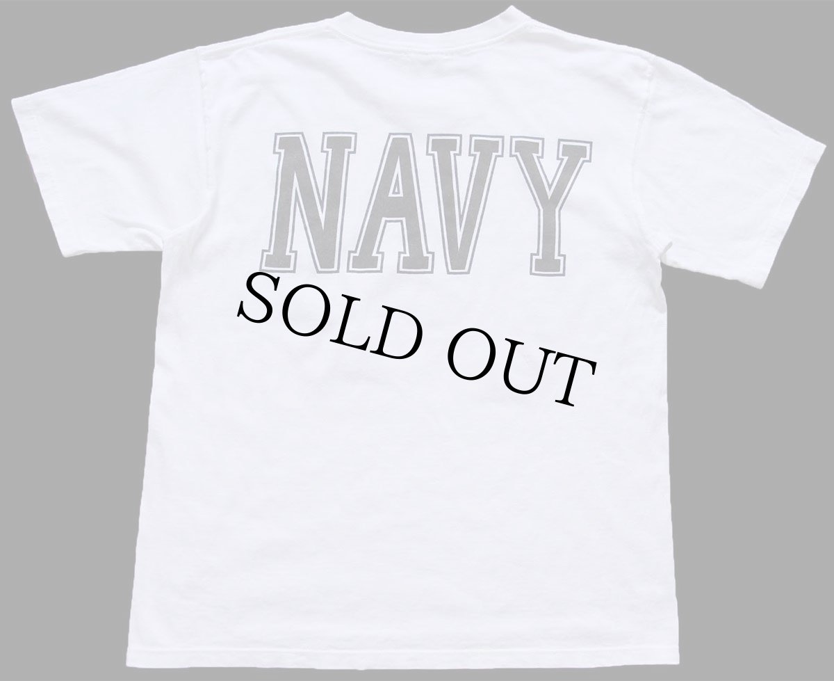 画像3: USA製 UNITED STATES NAVY ロゴ 両面リフレクタープリント コットンTシャツ 白 M (3)