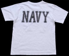画像3: USA製 UNITED STATES NAVY ロゴ 両面リフレクタープリント コットンTシャツ 白 M (3)