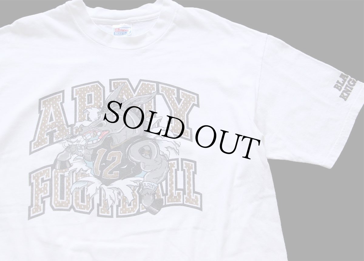 画像1: 90s Hanes ARMY FOOTBALL CRUSH NAVY 1996 両面プリント コットンTシャツ 白 XL (1)