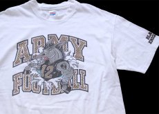 画像1: 90s Hanes ARMY FOOTBALL CRUSH NAVY 1996 両面プリント コットンTシャツ 白 XL (1)
