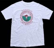 画像2: 80s USA製 Hanes THE UNIVERSITY OF OKLAHOMA アメフト コットンTシャツ 白 L (2)