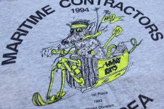 画像4: 90s USA製 Hanes MARITIME CONTRACTOR SKI TO SEA 蛍光 ひび割れプリント コットン タンクトップ 杢ライトグレー M (4)