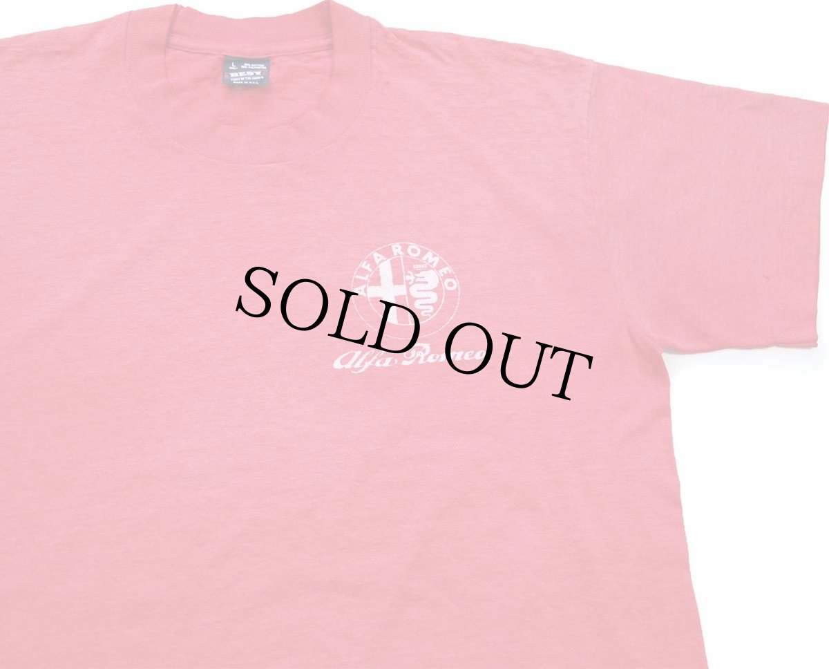 画像3: 90s USA製 ALFA ROMEO アルファロメオ ロゴ Tシャツ 赤 フェード L (3)