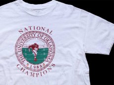 画像1: 80s USA製 Hanes THE UNIVERSITY OF OKLAHOMA アメフト コットンTシャツ 白 L (1)