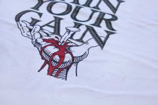 画像4: 90s USA製 LORD'S GYM HIS PAIN YOUR GAIN ジーザス パロディ 両面プリント コットンTシャツ 白 L (4)
