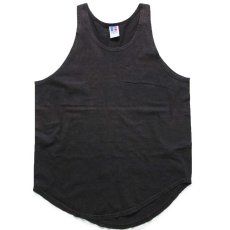 画像2: 90s USA製 RUSSELLラッセル 無地 コットン タンクトップ 黒 L (2)