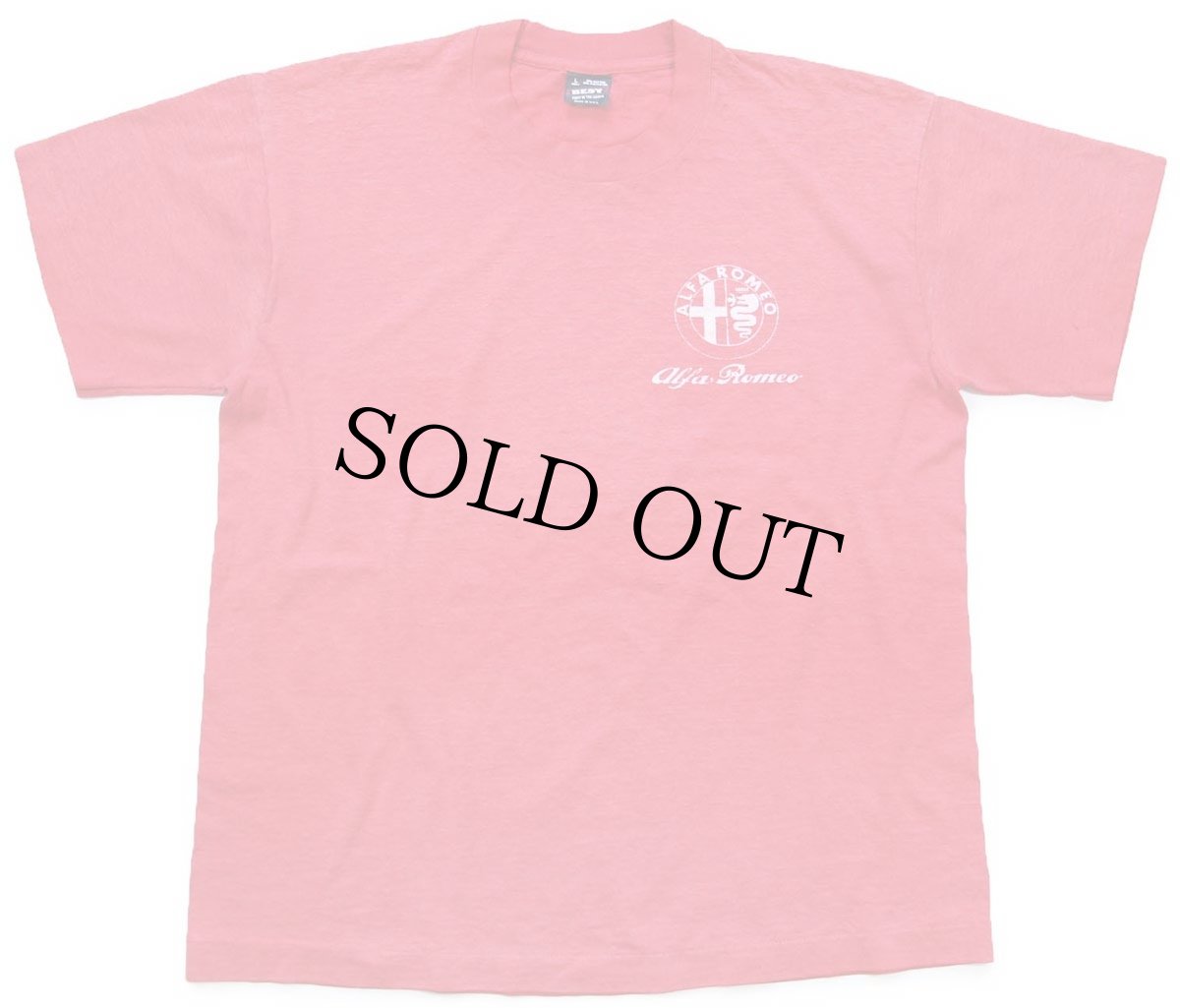 画像2: 90s USA製 ALFA ROMEO アルファロメオ ロゴ Tシャツ 赤 フェード L (2)
