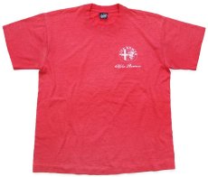 画像2: 90s USA製 ALFA ROMEO アルファロメオ ロゴ Tシャツ 赤 フェード L (2)