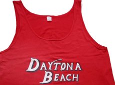 画像1: 80s USA製 DAYTONA BEACH 発泡プリント タンクトップ ショート丈 赤 L (1)