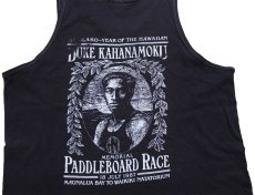 画像1: 80s WAVE Riding VEHICLES DUKE KAHANAMOKU カハナモク PADDLEBOARD RACE コットン タンクトップ 後染め 黒 (1)