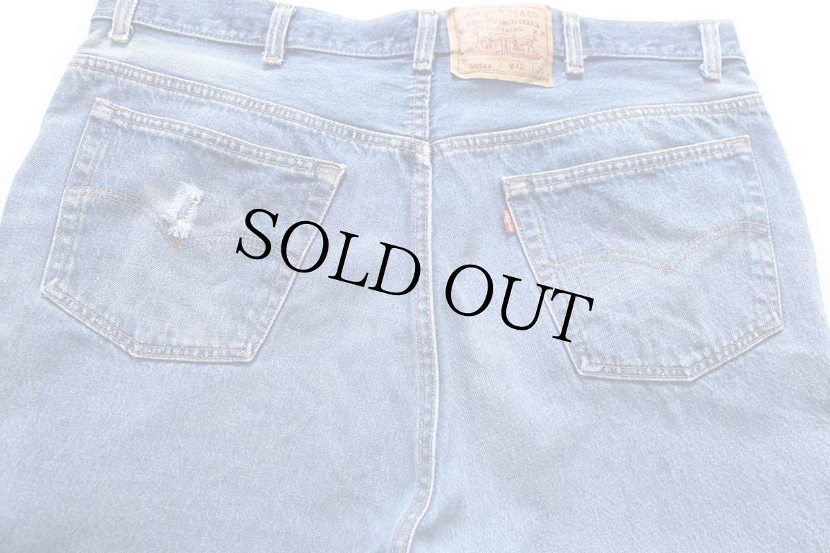 画像5: 90s USA製 Levi'sリーバイス 501 ダメージ デニムパンツ ヒゲ W42★196 (5)
