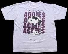 画像2: 80s ARTEX TEXAS A&M AGGIES スヌーピー Tシャツ 杢グレー (2)