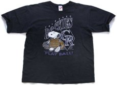 画像2: 90s USA製 ARTEX MLB COLORADO ROCKIES スヌーピー レイヤードスリーブ コットンTシャツ 黒 XL (2)