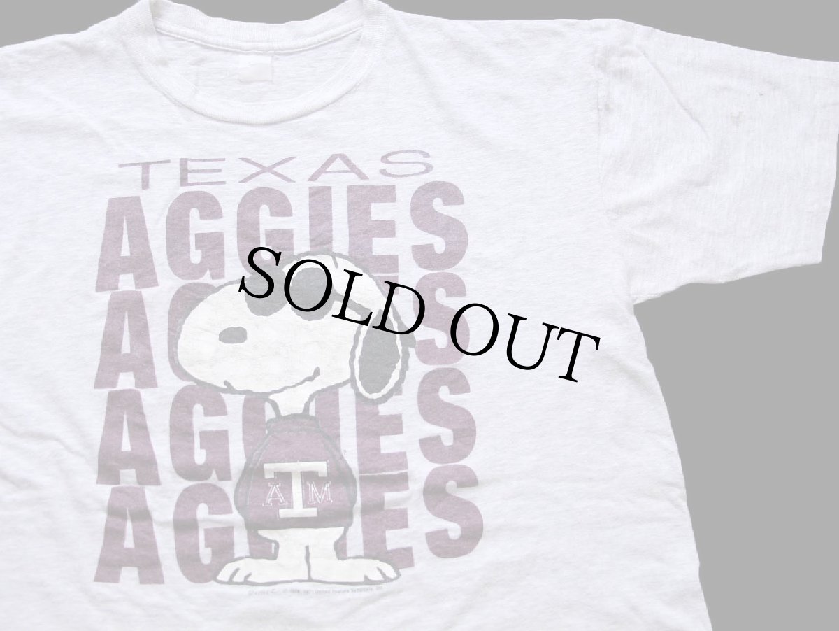 画像1: 80s ARTEX TEXAS A&M AGGIES スヌーピー Tシャツ 杢グレー (1)