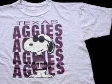 画像1: 80s ARTEX TEXAS A&M AGGIES スヌーピー Tシャツ 杢グレー (1)