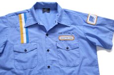 画像3: 90s USA製 United Van Lines パッチ付き 半袖 ワークシャツ 薄青 L (3)