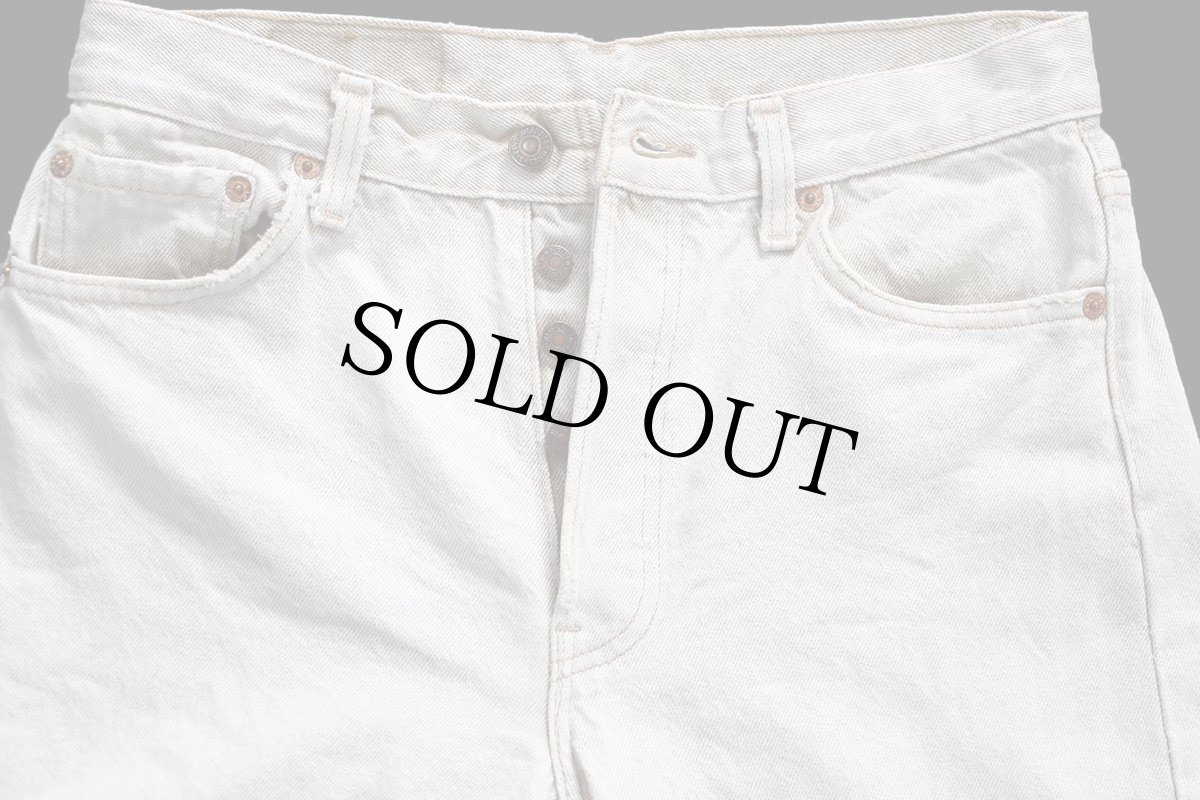 画像4: 90s USA製 Levi'sリーバイス 501 先染め カラーデニムパンツ カーキ フェード W30 (4)