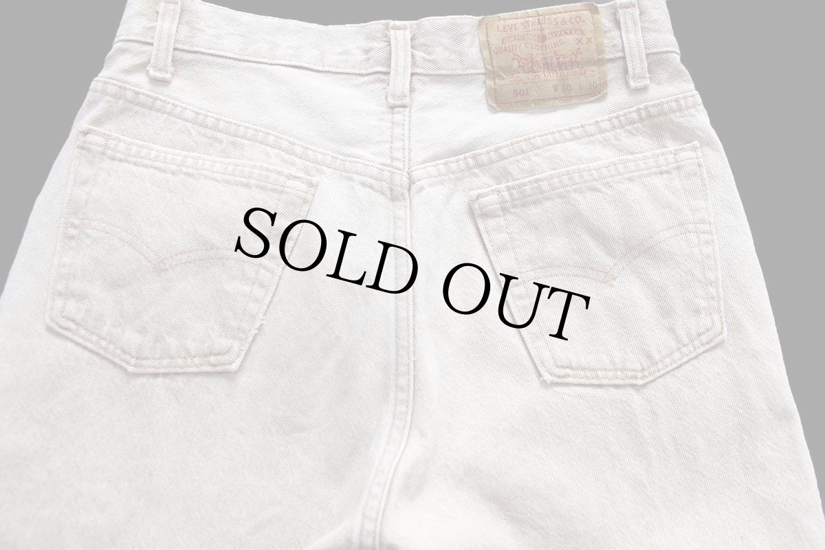 画像5: 90s USA製 Levi'sリーバイス 501 先染め カラーデニムパンツ カーキ フェード W30 (5)