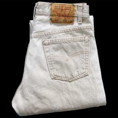 画像1: 90s USA製 Levi'sリーバイス 501 先染め カラーデニムパンツ カーキ フェード W30 (1)