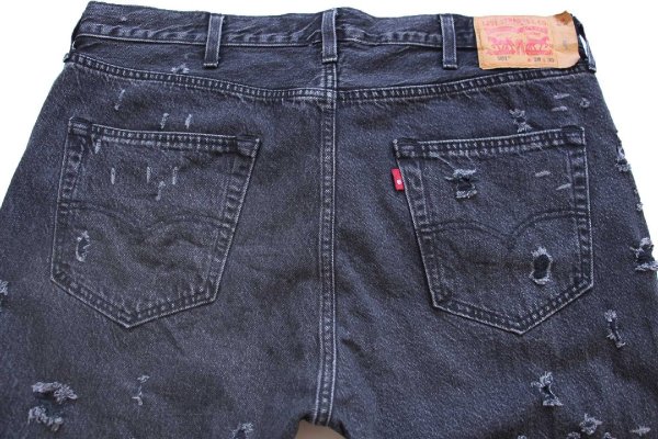 Levi'sリーバイス 501 ダメージ加工 ブラック デニムパンツ W38 L30