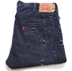 画像1: Levi'sリーバイス 501 ダメージ加工 ブラック デニムパンツ W38 L30 (1)