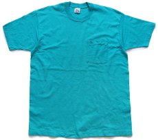 画像2: 90s USA製 BVD 無地 コットン ポケットTシャツ エメラルドグリーン XL (2)