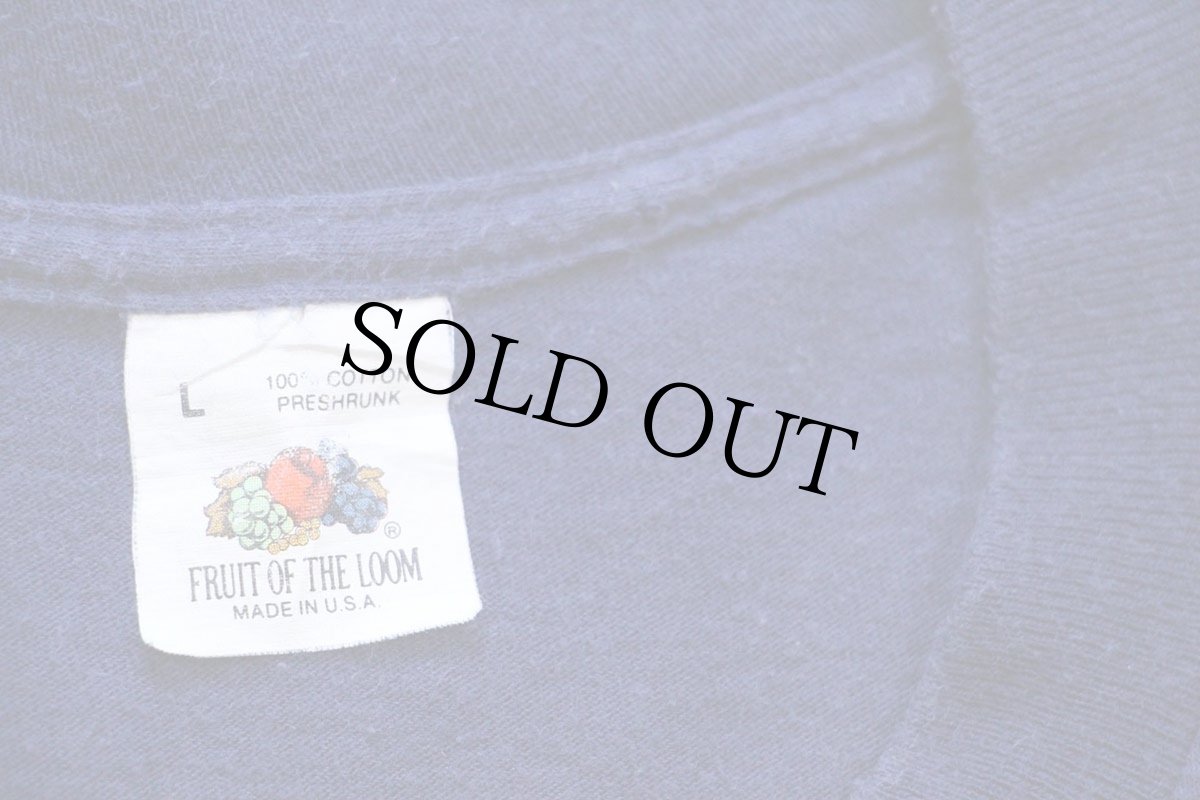 画像4: 90s USA製 FRUIT OF THE LOOM 無地 コットン ポケットTシャツ 紺 L (4)