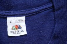 画像4: 90s USA製 FRUIT OF THE LOOM 無地 コットン ポケットTシャツ 紺 L (4)