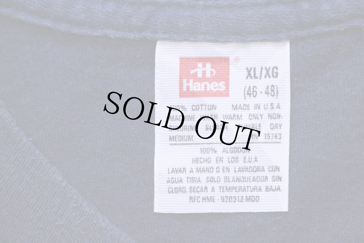 画像4: 90s USA製 Hanes 無地 コットン ポケットTシャツ 紺 XL (4)