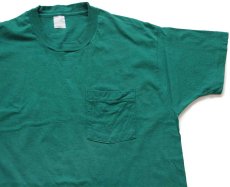 画像1: 90s UNKNOWN 無地 コットン ポケットTシャツ 緑 (1)