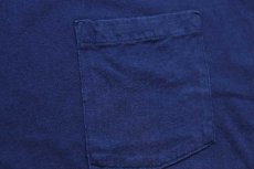 画像5: 90s USA製 Hanes 無地 コットン ポケットTシャツ 紺 XL (5)
