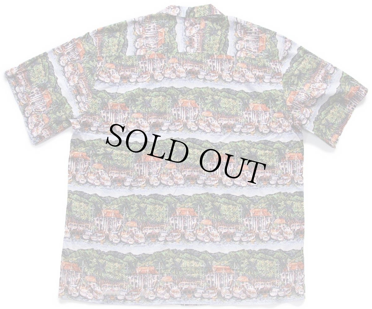 画像2: 90s ハワイ製 Guy Buffet COLLECTION by REYN SPOONER レインスプーナー マリーナ 総柄 アート オープンカラー コットン アロハシャツ XL (2)