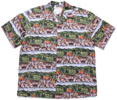 画像1: 90s ハワイ製 Guy Buffet COLLECTION by REYN SPOONER レインスプーナー マリーナ 総柄 アート オープンカラー コットン アロハシャツ XL (1)