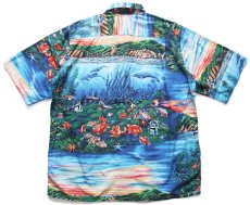 画像2: 90s ハワイ製 ROBERT LYN NELSON COLLECTION by REYN SPOONER レインスプーナー 風景 アート コットン アロハシャツ M (2)