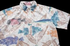 画像3: 90s Marshall Madruga COLLECTION by REYN SPOONER レインスプーナー アート 三点留めボタンダウン プルオーバー 裏生地 アロハシャツ (3)