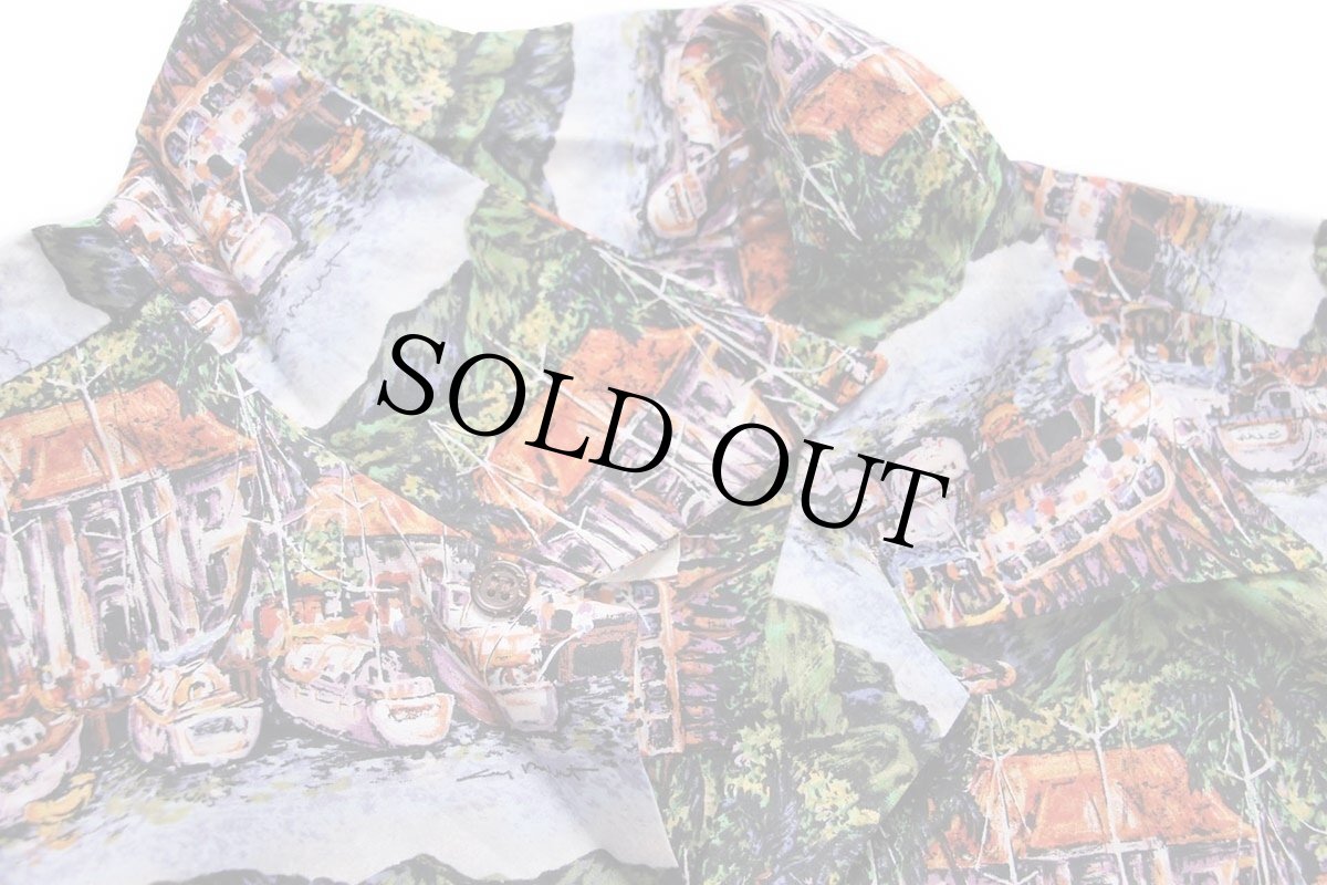 画像4: 90s ハワイ製 Guy Buffet COLLECTION by REYN SPOONER レインスプーナー マリーナ 総柄 アート オープンカラー コットン アロハシャツ XL (4)