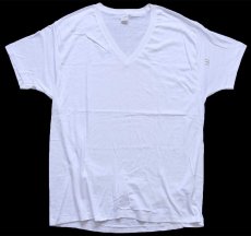 画像2: デッドストック★80s USA製 JOCKEY 無地 Vネック コットンTシャツ 白 XL (2)