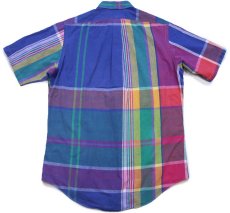 画像2: 90s ラルフローレン マドラスチェック ボタンダウン 半袖 コットンシャツ L (2)