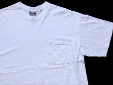 画像1: 90s USA製 Dickiesディッキーズ 無地 コットン ポケットTシャツ 白 XL (1)
