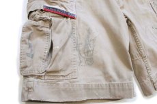 画像6: 00s ポロ ラルフローレン ペイント&ペンキ ビンテージ加工 コットン カーゴ ショートパンツ カーキ 36★ショーツ (6)