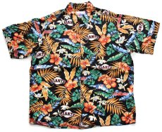 画像1: ハワイ製 Reyn SPOONER レインスプーナー MLB San Francisco GIANTS ハイビスカス×リーフ柄 レーヨン アロハシャツ L (1)